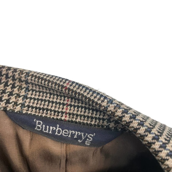 Mens Vintage Burberrys Houndstooth Plaid Brown Suit Jacket 44 L/XL - Picture 8 of 11